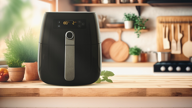 freidora de aire en encimera de cocina